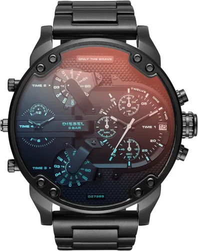 Vista 8 de Diesel Mr. Daddy 2.0 - Reloj de hombre con cronógrafo de tamaño extra grande y correa de acero inoxidable, silicona o cuero