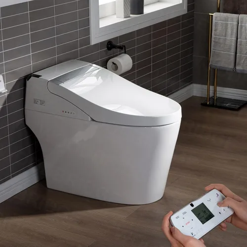 Vista 20 de WOODBRIDGE B0960S - Inodoro de descarga automática, apertura y cierre automáticos, inodoro de descarga única de 1.28 GPF con asiento inteligente