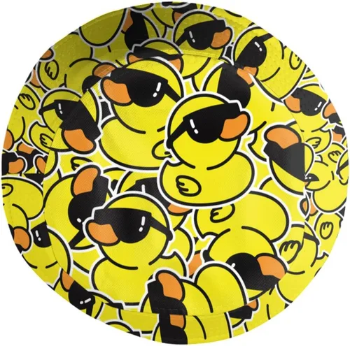 Vista 4 de Sombrero de pescador plegable para el sol y la playa, para mujeres y hombres, senderismo al aire libre, Diversión de dibujos animados de pato fresco