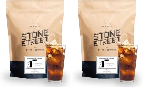 Vista 16 de Stone Street Café con sabor a café frío, sabor natural a arándanos, bajo en ácido, 100% colombiano, café gourmet, molido grueso, tostado oscuro, 1