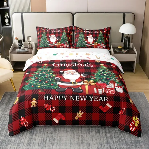 Vista 13 de Erosebridal Funda de edredón de Navidad 100% algodón, ropa de cama de ciervos de Navidad de dibujos animados para niños y niñas, campanas de copo