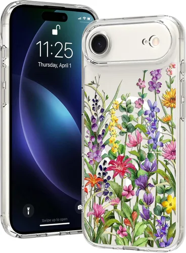 Vista 46 de OOK Magnetic for iPhone 17 Case Clear Pretty Flower Girls Women [Not Yellowing][Screen Protector] [ MagSafe Compatible] with Full Camera Lens