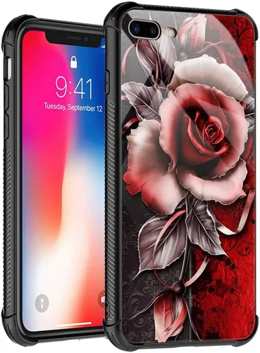 Vista 8 de Funda compatible con iPhone 8, funda para niñas y mujeres, cielo azul, flor, luna y mariposa