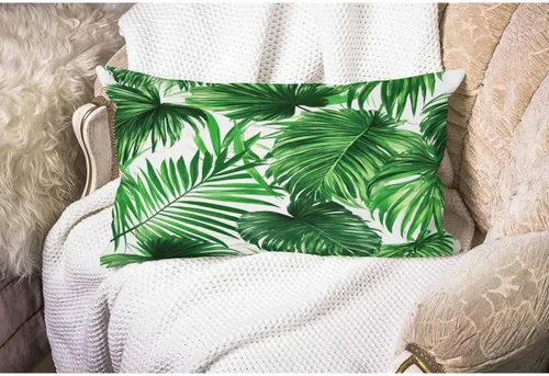 Vista 4 de Smooffly Funda de almohada rectangular oblonga estilo granja con palmeras, hojas vívidas y realistas de crecimiento de palmeras, temática