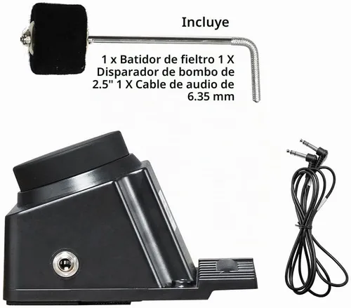 Vista 2 de Pedal de Bombo Realista para Batería con Martillo de Fieltro para Almohadilla de Percusión Multialmohadilla Juego de Batería Eléctrica