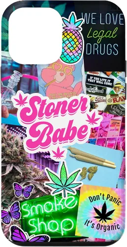 Vista 16 de Girly Stoner - Funda para iPhone 17 con collage de cannabis, marihuana 420