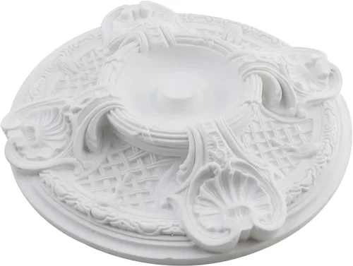 Vista 4 de Semetall Medallón de techo 11-7/8" OD x 1-7/8" P Blanco Rosa decorativa de techo para accesorios de iluminación, molduras de corona, decoración
