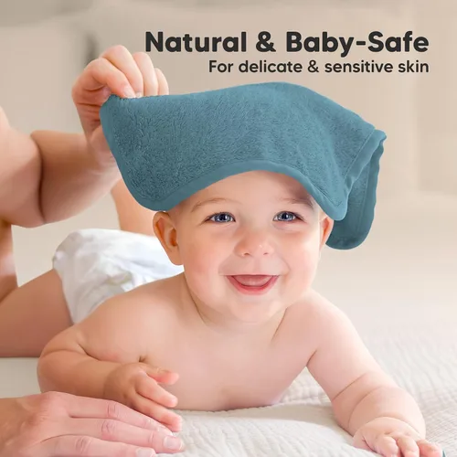 Vista 5 de Paquete de 6 paños de viscosa suave y absorbente de bambú para cara, cuerpo, toallas de bebé para recién nacidos, niños, niños pequeños, bebés