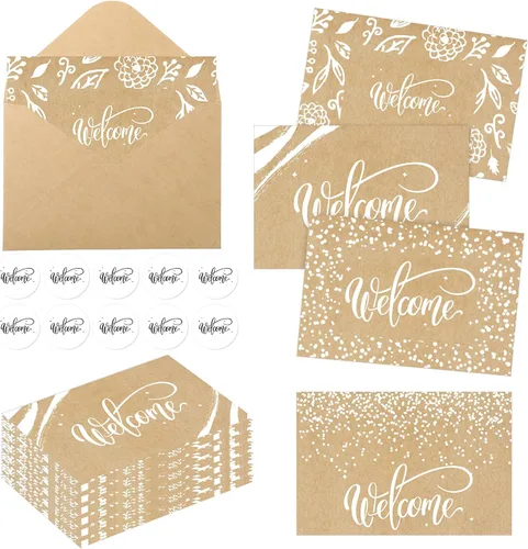 Vista 10 de Fumete 72 juegos de tarjetas de bienvenida doradas con adhesivo de papel