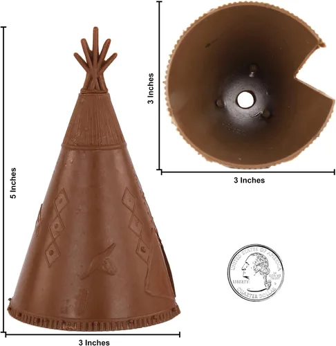 Vista 2 de BMC Classic Plains Indian Teepees - Juego de 3 piezas de plástico occidental marrón Accesorios