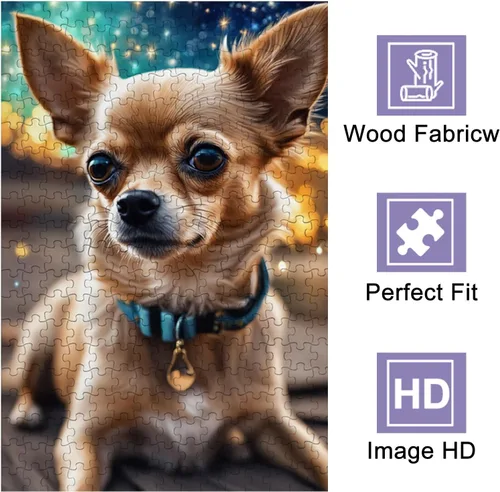Vista 2 de Rompecabezas para adultos de 500 piezas, regalos temáticos de arte impresionista, Chihuahua (perro), arte de diseño único personalizado, desafío