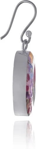 Vista 2 de Tienda Collection Sterling Silver Pressed Flower Circle Drop Earrings