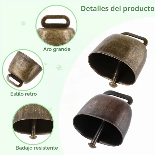 Vista 3 de 40 campanas de vaca, campanas de cobre de pastoreo, campanas de vaca de metal con sonido nítido, campanas de bronce de cobre de animales fuertes