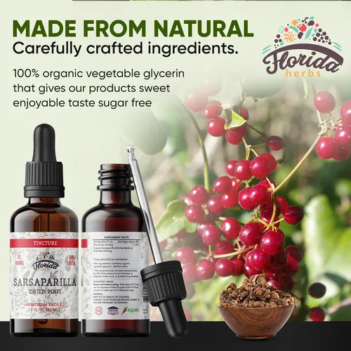 Vista 3 de Tintura de sarsaparilla, extracto orgánico de sarsaparilla (Smilax Medica) raíz seca, sin OMG en glicerina vegetal orgánica prensada en frío, 2