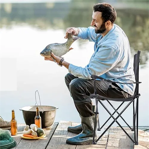Vista 5 de Sillón plegable – Silla portátil al aire libre para camping, pesca, playa, cubierta y viajes