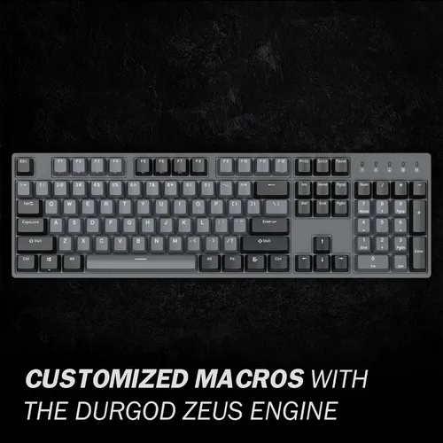 Vista 6 de DURGOD Teclado mecánico resistente con interruptores marrón Cherry MX N-Key Rollover 104 teclas teclas PBT interfaz tipo C para jugadores