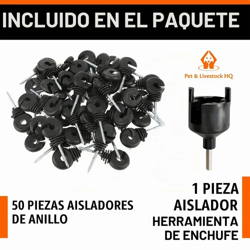 Vista 7 de Aisladores eléctricos para cercas atornilladas postes de madera, adecuados para cable eléctrico de cinta Polytape Polywire