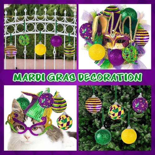 Vista 5 de 16 adornos de bolas de Mardi Gras
