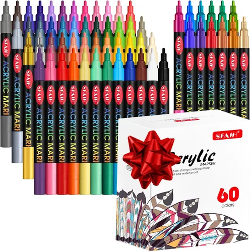 Vista 10 de SFAIH 36 marcadores de pintura acrílica vibrantes, cobertura ultra alta, bolígrafo de pintura fina de 0.04 a 0.079 pulgadas para cualquier