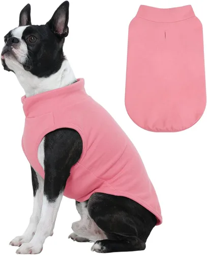 Vista 26 de FUAMEY Chaleco de forro polar para perros pequeños, sudaderas cálidas y elásticas para perros con agujero para correa, suéter suave de cuello alto