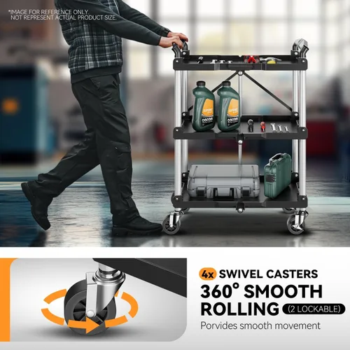 Vista 5 de Auto Dynasty Carrito utilitario plegable de 3 niveles con ruedas