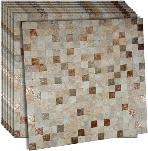 Vista 9 de Azulejos de Respaldo de Metal Despegar y Pegar para Cocina Decoración de Pared 3D Azulejos de Mosaico de Aluminio para Baño, 12"x12"x0.15