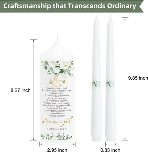 Vista 4 de Juego de 3 velas florales Unity para ceremonia de boda con soporte de plata, accesorios de boda para recepción