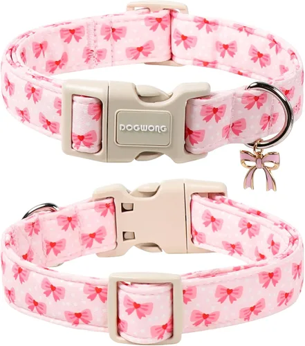Vista 168 de DOGWONG Collar para perro de San Valentín, collar ajustable de algodón con corazón de caramelo azul, perfecto para perros pequeños a medianos