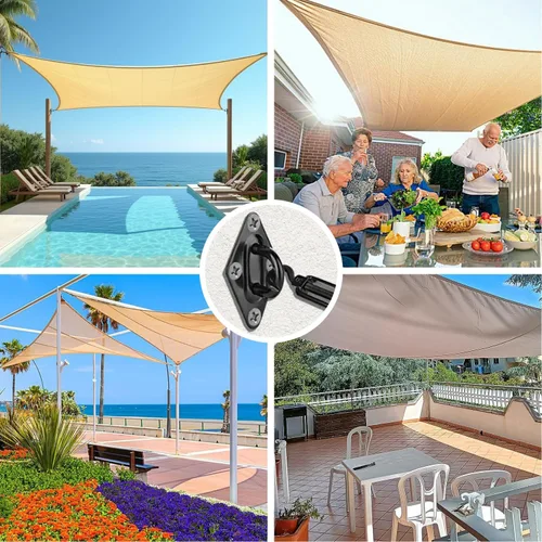 Vista 6 de HOMPER Juego de accesorios para toldo, toldo resistente, kit de accesorios de acero inoxidable para jardín, triángulo y accesorios de fijación