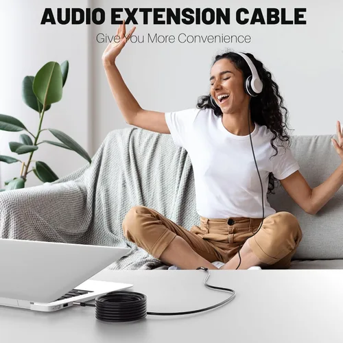 Vista 5 de Paquete de 2 cables de extensión de auriculares de 4 pies, cable de audio