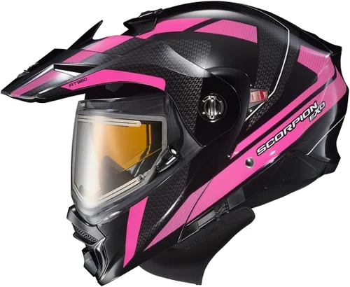 Vista 4 de ScorpionEXO AT960 - Casco modular para moto de nieve de aventura en clima frío, escudo eléctrico con caja de respiración y bolsillos para altavoces
