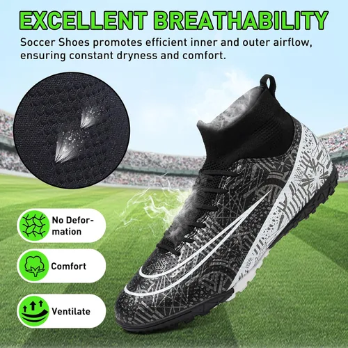 Vista 5 de RDGO Tacos de fútbol para hombre y mujer, zapatos de fútbol para interiores y exteriores