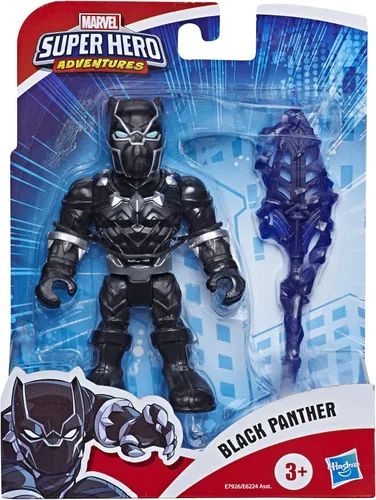 Vista 2 de Playskool Heroes Super Hero Adventures Mega Mini Black Panther Figura de acción para 3 años