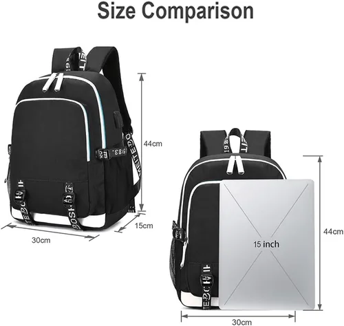 Vista 2 de Soccer Player 7 Mochila deportiva multifunción para viajes, portátil, para fanáticos del fútbol, para hombres y mujeres, negro - 2, Tamaño único