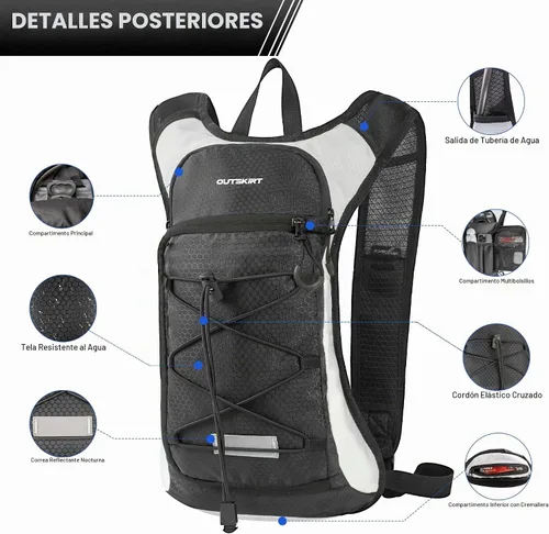 Vista 3 de OUTSKIRT Hydration Backpack with 2L Water Bladder, Lightweight and Breathable Running Hydration Pack, Water Backpack for Hiking, Cycling, Trail