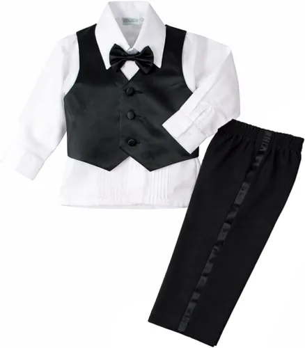 Vista 2 de Spring Notion Conjunto de esmoquin blanco de ajuste clásico para bebé, sin cola Negro