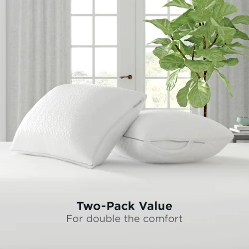 Vista 8 de AllerEase Platinum - Almohada ajustable 2 en 1, barrera contra alérgenos CleanBoost, relleno extra, estándar/Queen, paquete de 2