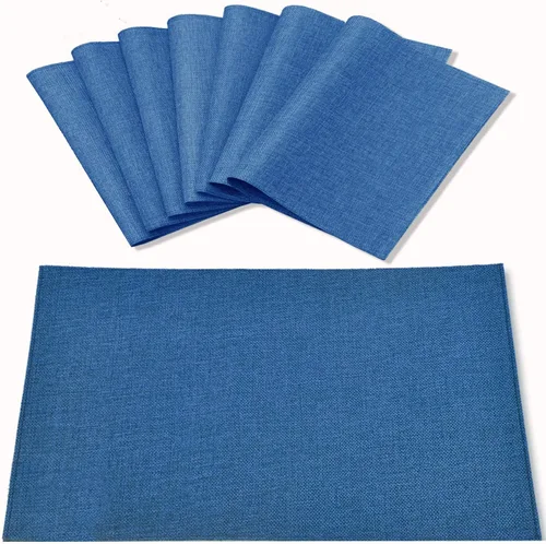 Vista 18 de Juego de 8 manteles individuales de tela tipo lino, lavables a máquina, resistentes al calor, sin arrugas, de poliéster grueso, para cocina, mesa
