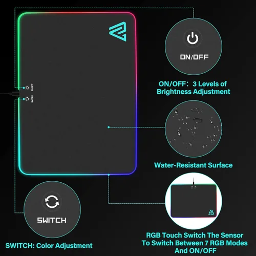 Vista 3 de Gaming Mouse Pad Micro Texture Surface Anti-Slip Rubber Base Waterproof Mouse Pad Laptop Gaming 13.77X 10.03 X 0.19Inch