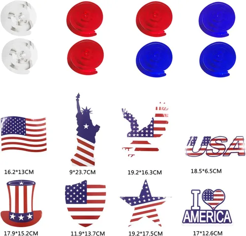 Vista 3 de ZERODECO Suministros de fiesta de Estados Unidos, juego de abanicos de papel azul marino y rojo, con pompones de estrella, remolinos colgantes