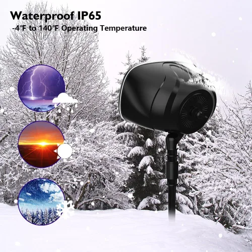 Vista 2 de Elec3 Proyector LED de nieve de Navidad para exteriores, impermeable, giratorio, proyección de nieve, luces decorativas con temporizador, control