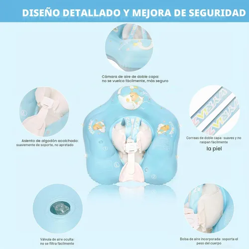 Vista 3 de LOOWARTS Baby Float with Canopy,Infant Pool Float with Safety Seat,Baby Swimming Float & Swim Float & Water Float UPF50+ UV Protection for Toddler