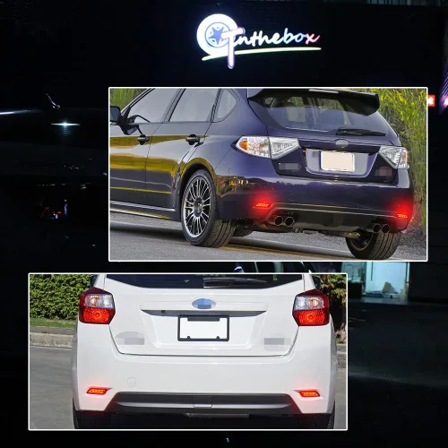 Vista 8 de Lente roja LED parachoques trasero reflector luz niebla cola lámpara de freno compatible con Subaru 2008-2014 WRX/STI, 08-up Impreza, 13 en adelante
