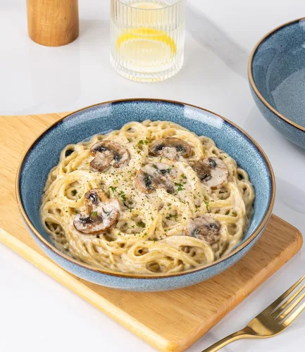 Vista 4 de AmorArc Juego de 4 cuencos grandes de cerámica para pasta de 8.5 pulgadas, cuencos de cerámica de 36 onzas para cocina, cuencos anchos para pasta