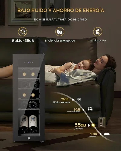 Vista 8 de Feelfunn Refrigerador de vino de 12 botellas, refrigerador de vino