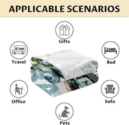Vista 6 de Manta de tren – Suave, mullida y cálida – Manta pequeña de 30 x 40 pulgadas para sofá, oficina – Manta blanca linda manta de regalo para niños