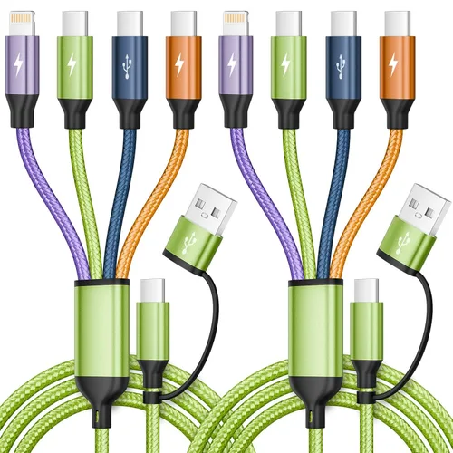 Vista 17 de Travel Vacation Essentials 3IN1 USB C Multi Charging Cable, 2Pack 4FT Negro