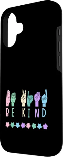 Vista 2 de Sign Language Be Kind Kindness ASL Pastel Pink Purple Blue Case for iPhone 16