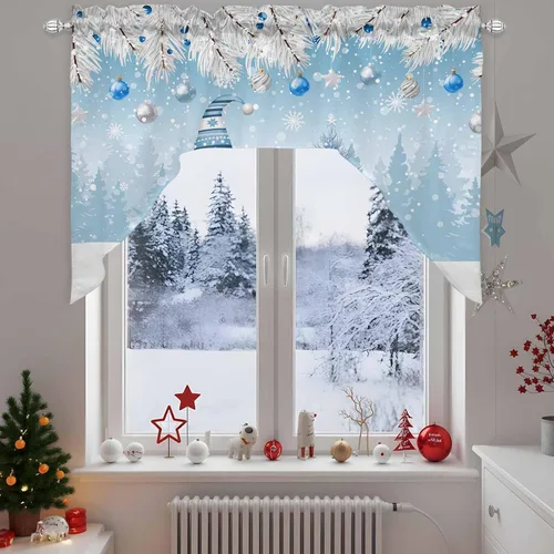 Vista 14 de Árbol de Navidad, cenefa de cocina, cenefa con bolsillo para barra, paneles de cortina para dormitorio, sala de estar, baño, cafetería, ventanas