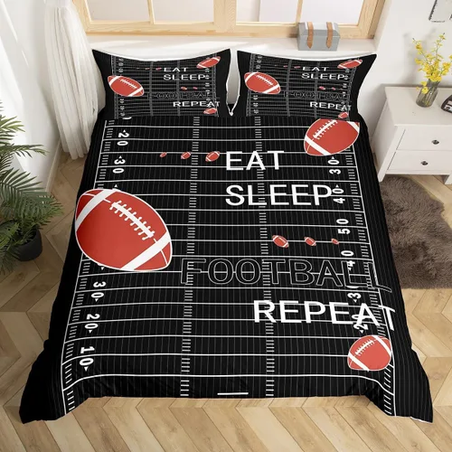Vista 40 de jejeloiu Juego de ropa de cama de fútbol para niños, tamaño individual, juego de funda de edredón de fútbol para niños y niñas, funda de edredón
